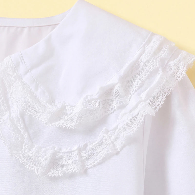 Girls White Long Sleeve Top Tops
