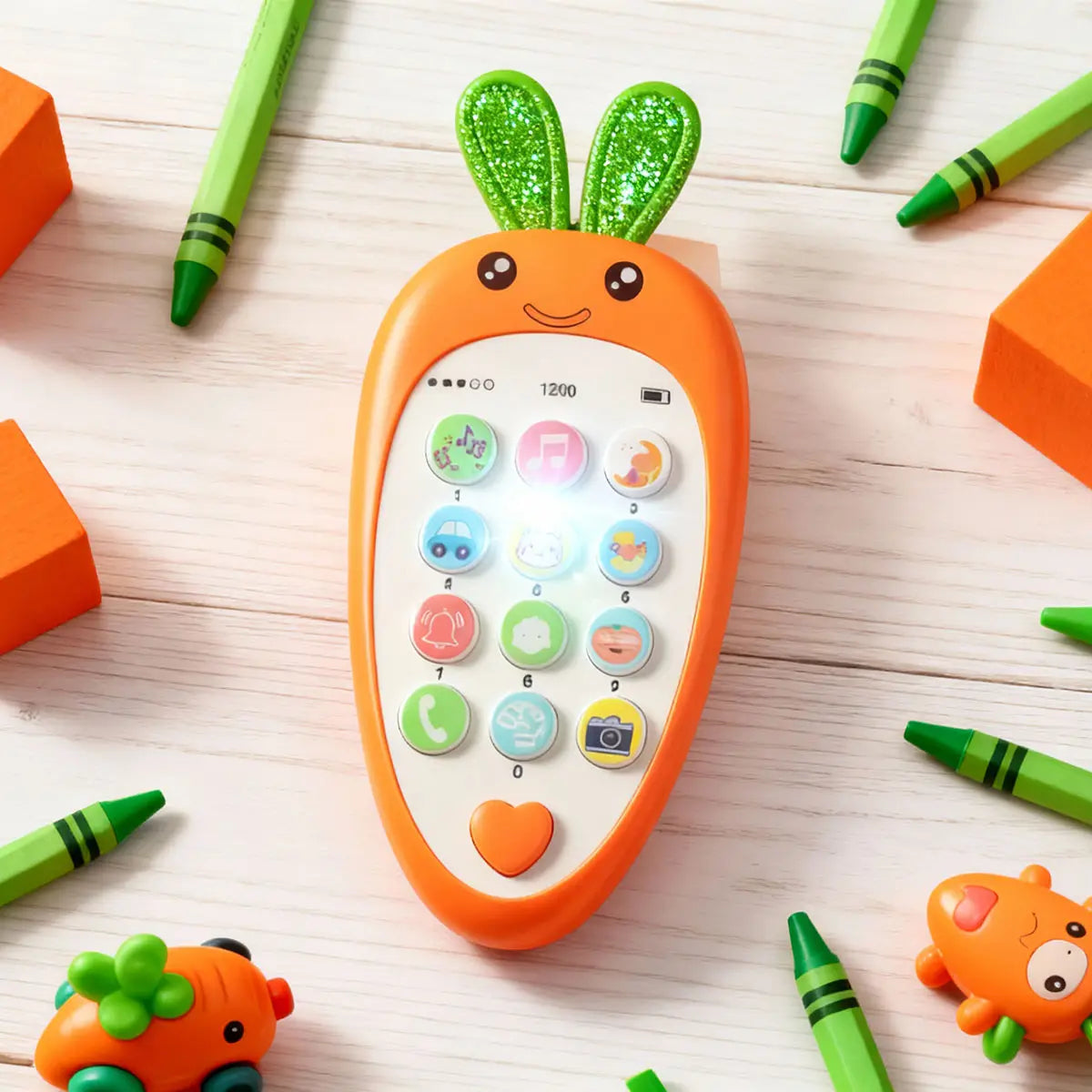 Kids Pink Carrot-Shape Musical Toy Phone Trending Accessories Pink Onesize