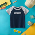 Boys Typography Print Raglan Sleeves T-Shirt Tshirts Blue 1-2 Y 