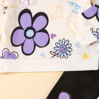 Girls Off White Floral Printed Sweatshirt With Pant sets Sets