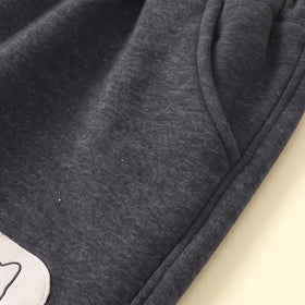 Boys Dark Grey Bear Applique Jogger Joggers