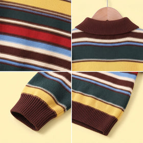 Boys Multicolour Striped Long Sleeve Polo Sweater Sweaters & Cardigans
