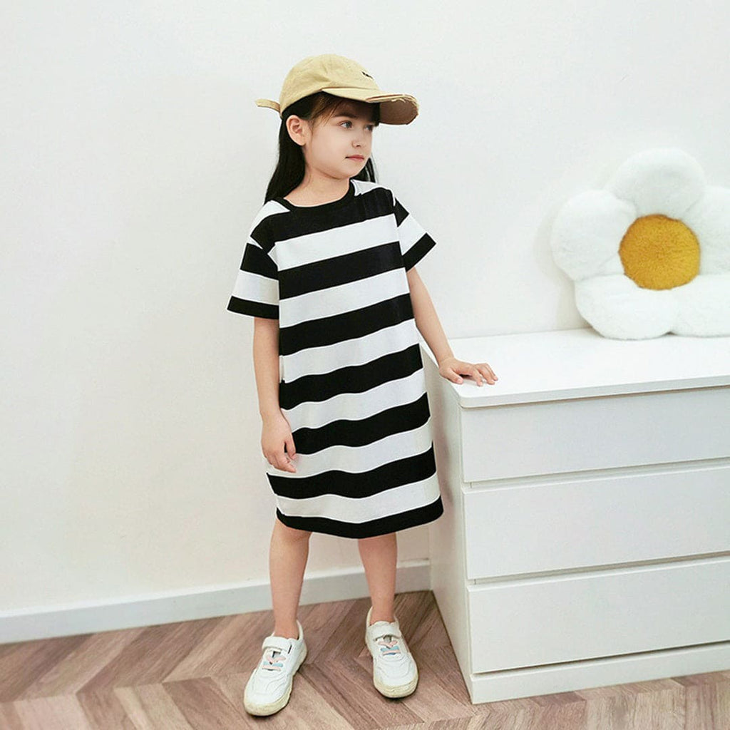 Girls Striped T-shirt Dress Casual Dresses   