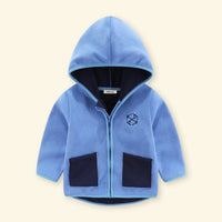 Boys Light Blue Fleece Hooded Zip-up Jacket Coats & Jackets