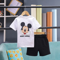 Boys White Mickey Mouse Graphic T-shirt With Shorts Sets 2 pc. Sets