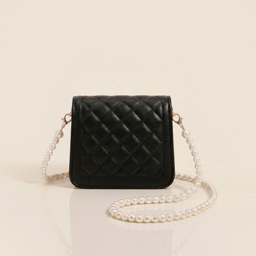 Girls Black Quilted Bow Applique Sling Bag Sling Bags