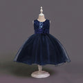 Girls Navy Blue Sequin Embellished Fit & Flare Party Wear Dress Party Dresses Navy Blue 2-3 Y