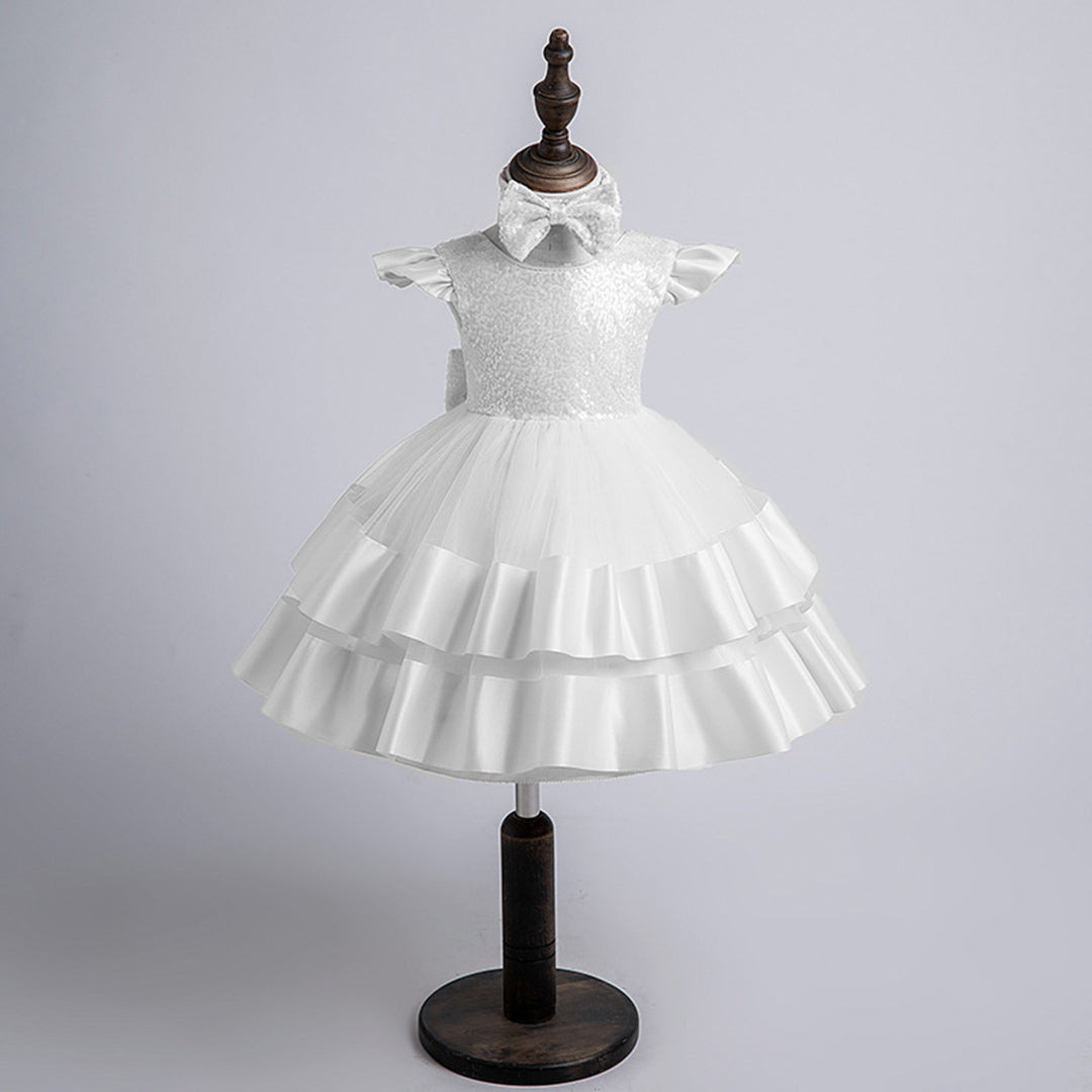 Girls Sequins Embellished Party Dress Party Dresses White 1-2 Y 