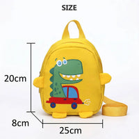 Kids Yellow Dinosaur Print Cotton Mini Backpack with Leash Trending Accessories