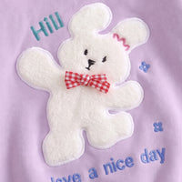 Girls Purple Bunny Applique Sweatshirt & Pants Sets Sets