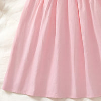 Girls Pink Floral Embroidered Sleeveless A-Line Dress Casual Dresses