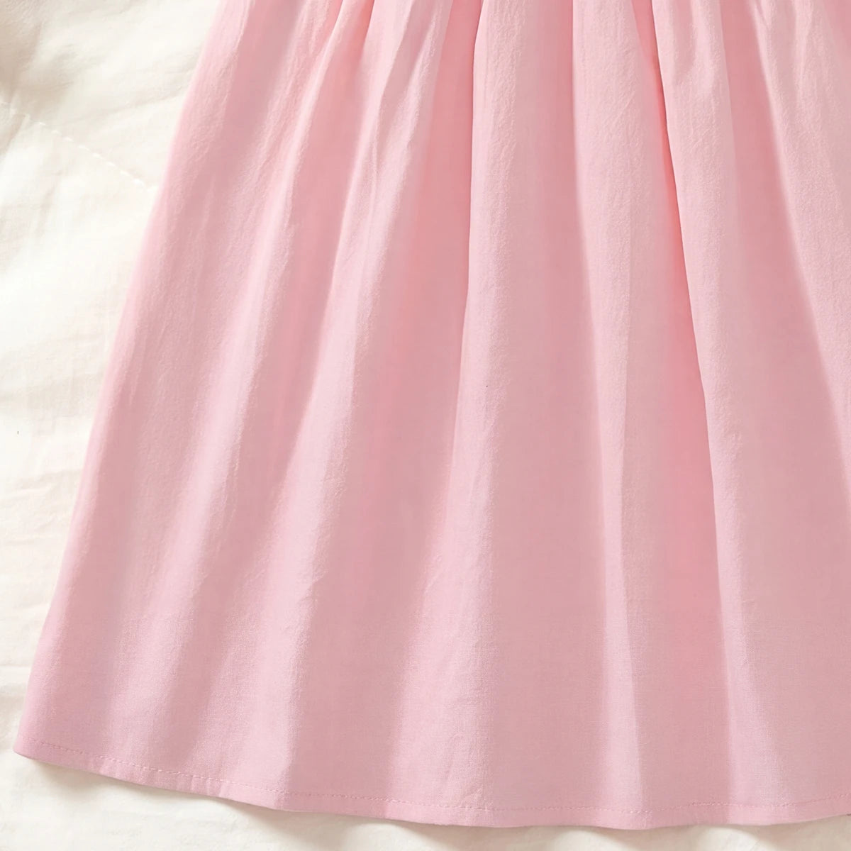 Girls Pink Floral Embroidered Sleeveless A-Line Dress Casual Dresses