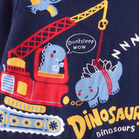 Boys Navy Blue Long Sleeve Dinosaur Cartoon Graphic Sweater Sweaters & Cardigans