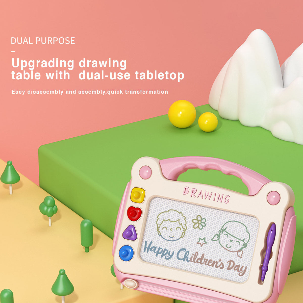Kids Pink Magnetic Erasable Drawing Board Trending Accessories