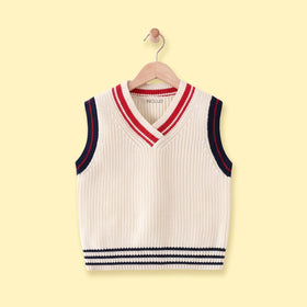 Boys Cream Striped Sleeveless Sweater Vest Sweaters & Cardigans Cream 1-2 Y