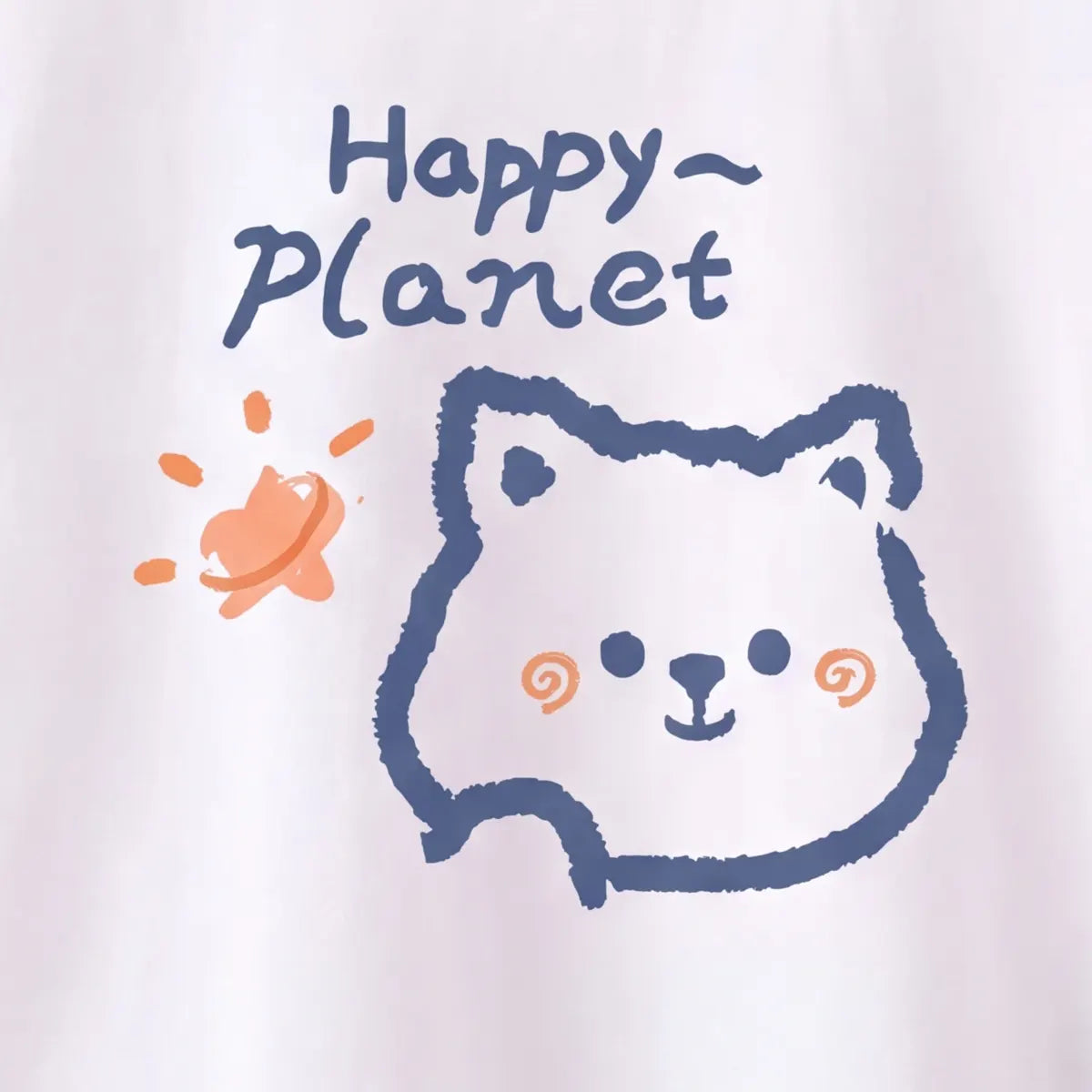 Girls White Happy Planet Typography Print Short Sleeve T-Shirt Tshirts