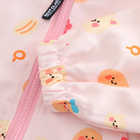 Girls Light Pink Abstract Printed Hooded Zipper Jacket Coats & Jackets