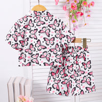 Girls Multicolor Butterfly Printed Shirt With Shorts Set 2 pc. Sets