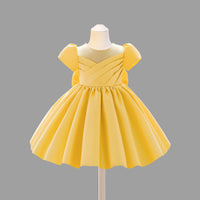 Girls Pleated Yoke Fit & Flare Party Dress Party Dresses Yellow 1-2 Y 