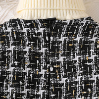 Girls Black Tweed High Neck Sleeveless Winter Dress Party Dresses