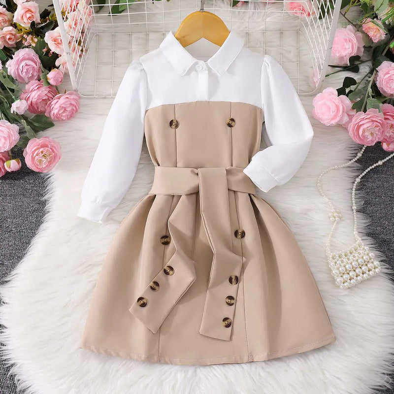 beige dress casual Includ Girls' Cotton Blend Shirt Dress