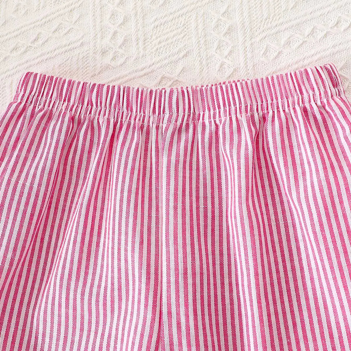 Girls Pink Stripes Peplum Top With Pant Co-ord Sets 2 pc. Sets