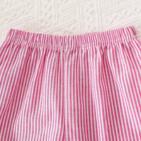 Girls Pink Stripes Peplum Top With Pant Co-ord Sets 2 pc. Sets