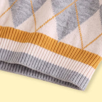 Boys Grey Diamond Jacquard Long Sleeve Sweater Sweaters & Cardigans