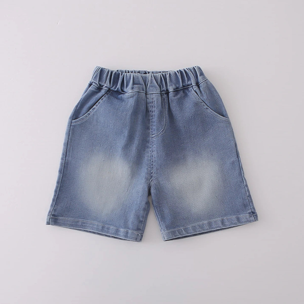 Boys Blue Embroidered Short Sleeves Polo T-Shirt With Denim Shorts Set Sets