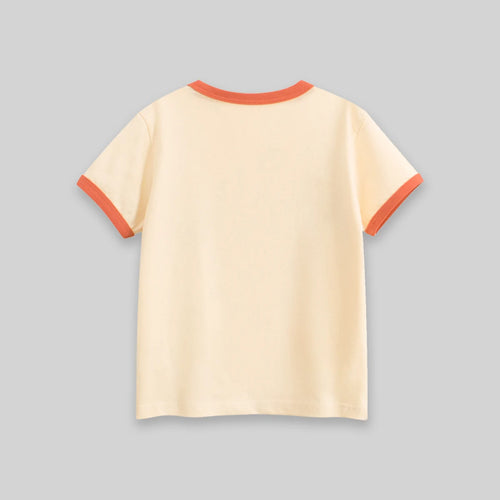 Boys Beige Graphics Short Sleeve T-Shirt Tshirts