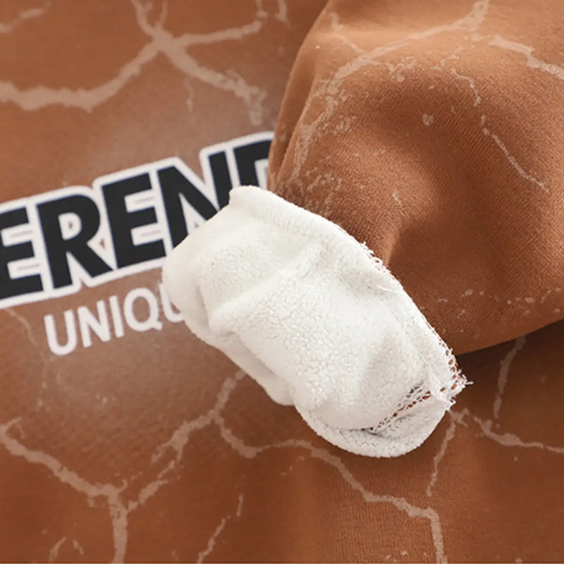 Boys Brown Printed Regular Sweatshirt With Pants Sets 2 pc. Sets
