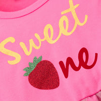 Girls Pink Strawberry Foil Print Tulle Overlay Casual Dress Casual Dresses