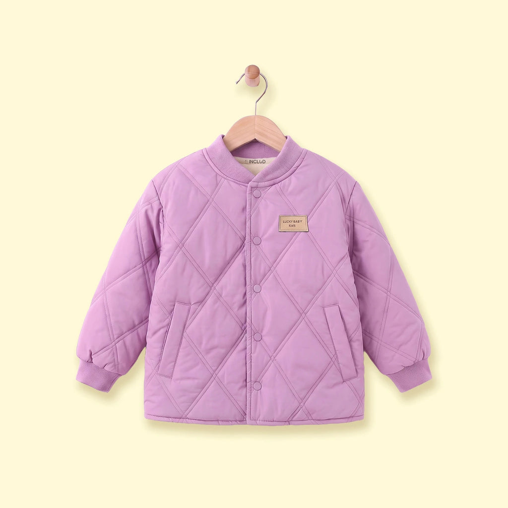 Girls Purple Long Sleeve Quilted Jacket Coats & Jackets Purple 3-4 Y