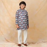Boys Blue Printed Kurta Set Ethnic Gift Hamper Ethnicwear Boys