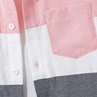 Boys Pink Short Sleeve Color-blocked Shirt Shirts