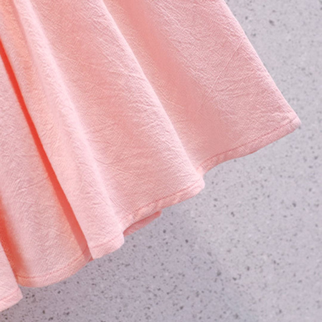 Girls Sleeveless Shirt Collar Fit & Flare Dress Casual Dresses   