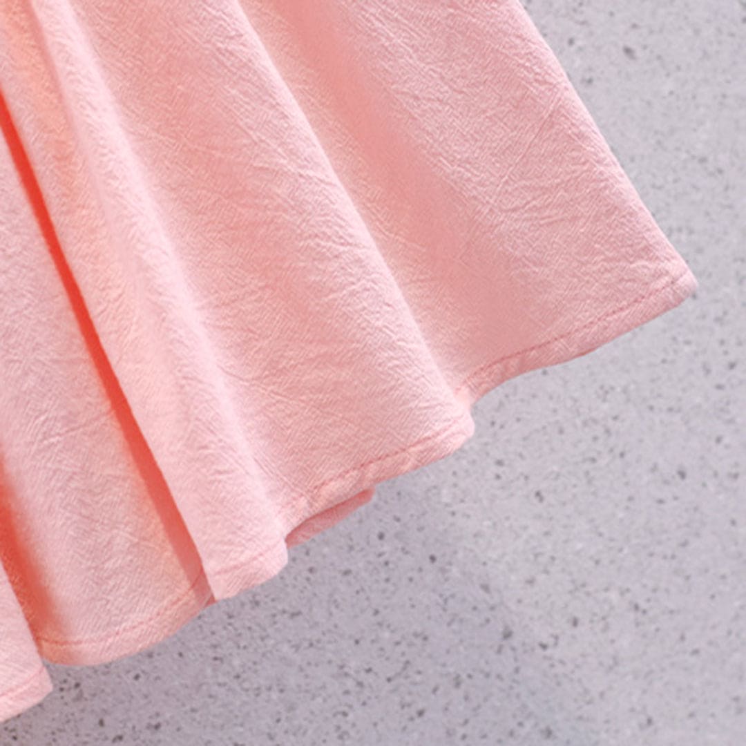 Girls Sleeveless Shirt Collar Fit & Flare Dress Casual Dresses   