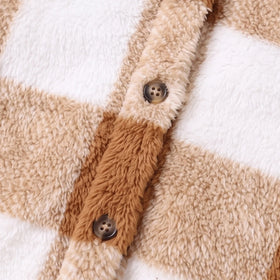 Girls Brown Checked Long Sleeve Hooded Jacket Coats & Jackets