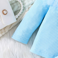 Girls Light Blue Solid Top With Pleated Skirt Winter Set 2 pc. Sets