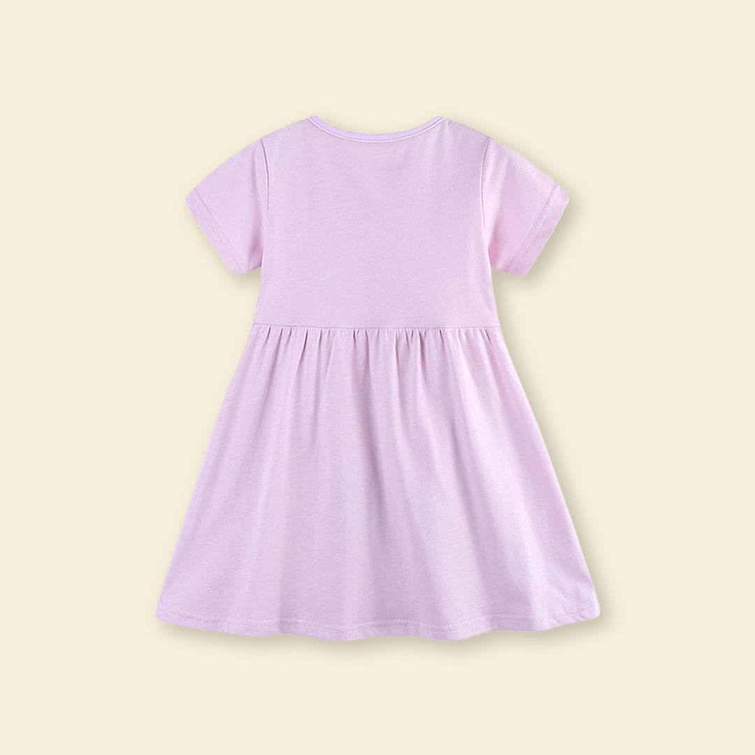 Girls Short Sleeve Rainbow Graphic Dress Casual Dresses   