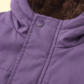 Girls Purple Long Sleeve Hooded Zip-up Jacket Coats & Jackets