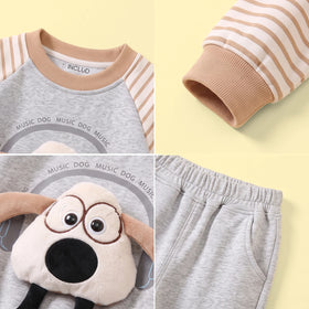Boys Grey Dog Applique Sweatshirt With Pants Sets 2 pc. Sets