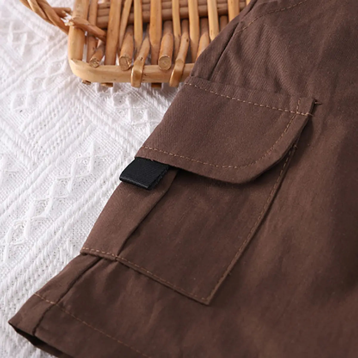 Boys Brown Bear Pocket Striped T-Shirt With Cargo Shorts Sets 2 pc. Sets