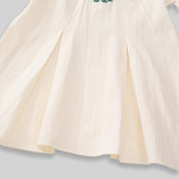 Girls Off White Embroidered Peter Pan Collar A-Line Dress Casual Dresses
