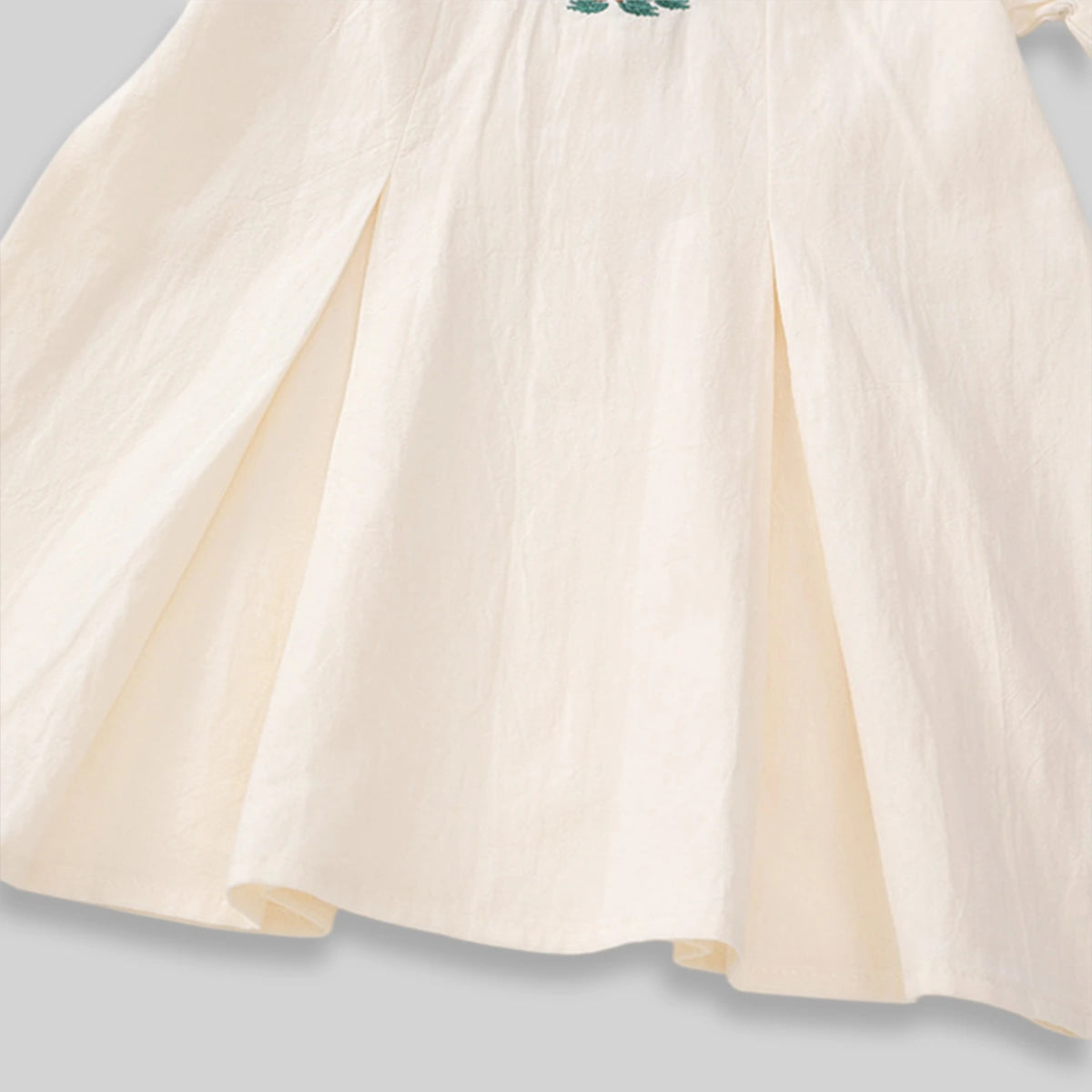 Girls Off White Embroidered Peter Pan Collar A-Line Dress Casual Dresses