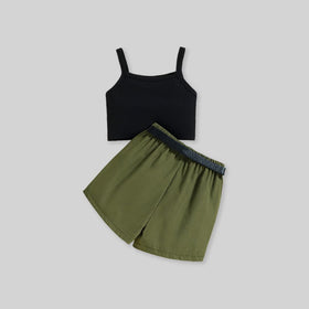 Girls Camisole Top With Elasticated Shorts Sets   