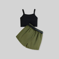 Girls Camisole Top With Elasticated Shorts Sets   
