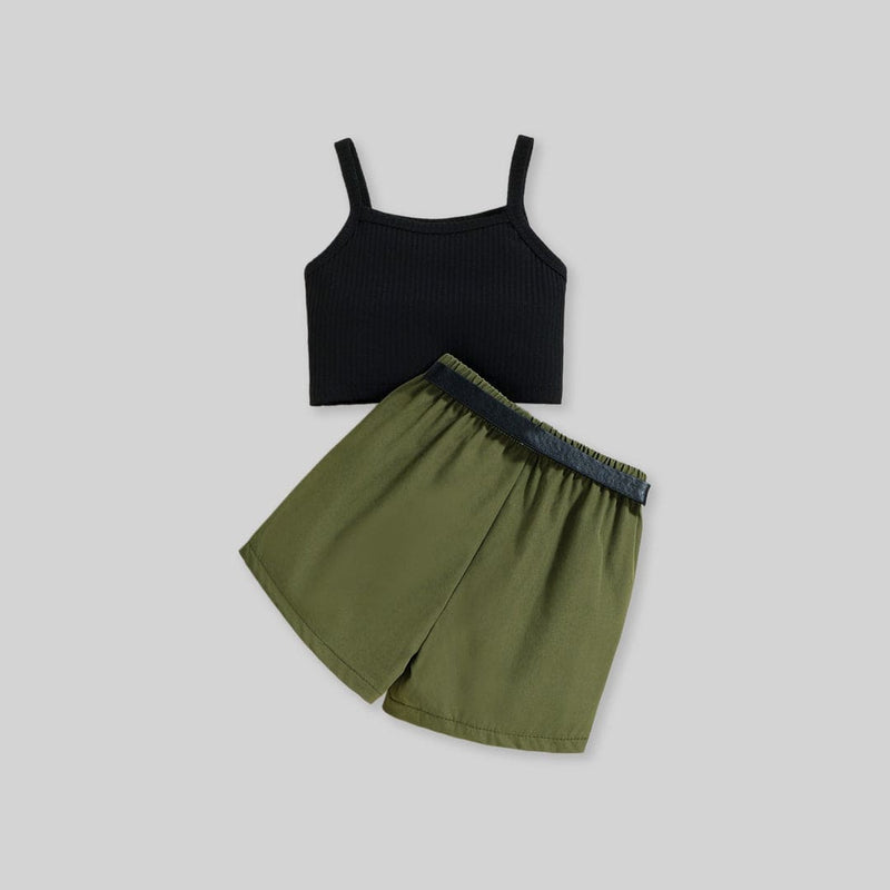 Girls Camisole Top With Elasticated Shorts Sets   