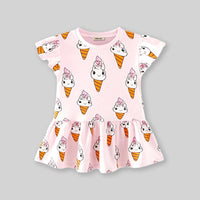 Girls Ice-cream Print Drop Waist Dress Casual Dresses   