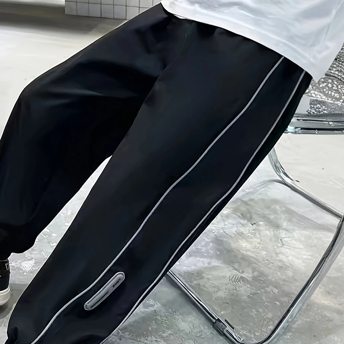 Boys Black Side Stripe Joggers Trackpants & Joggers